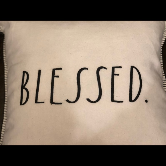 Rae Dunn BLESSED. Feather Pillow - Picture 3 of 6